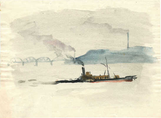 Лапшин Николай Фёдорович. Буксир на Волге. Из путешествия с А.С. Ведерниковым